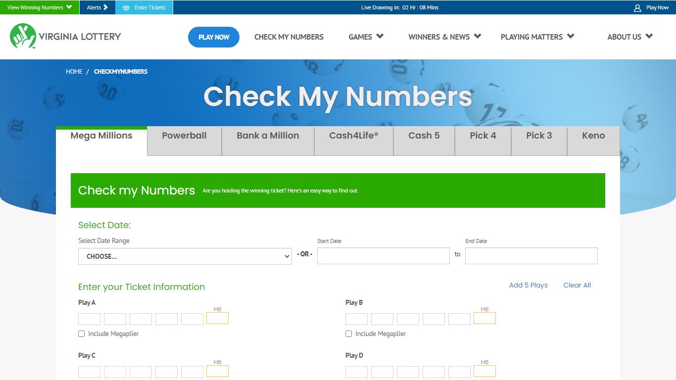 Check Your Ticket for Winning Numbers | Virginia Lottery